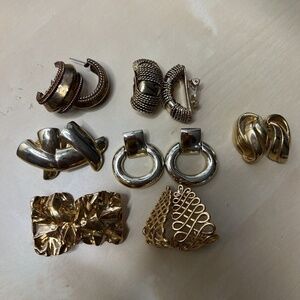 Vtg Chunky gold tone CLIP Studs Earring Lot